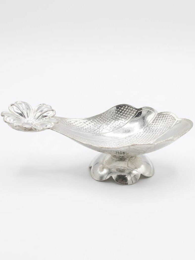 92.5 Silver Flower Divya Lamp for Pooja purpose