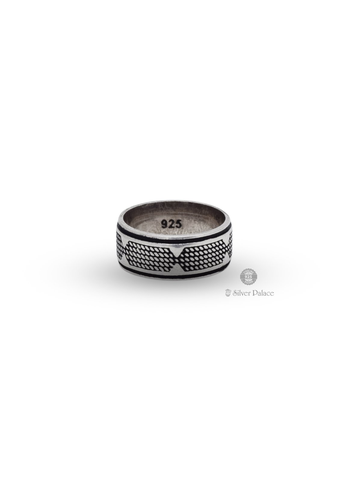 925 Oxidised Silver Dotted Design Ring Mens Maan Collection