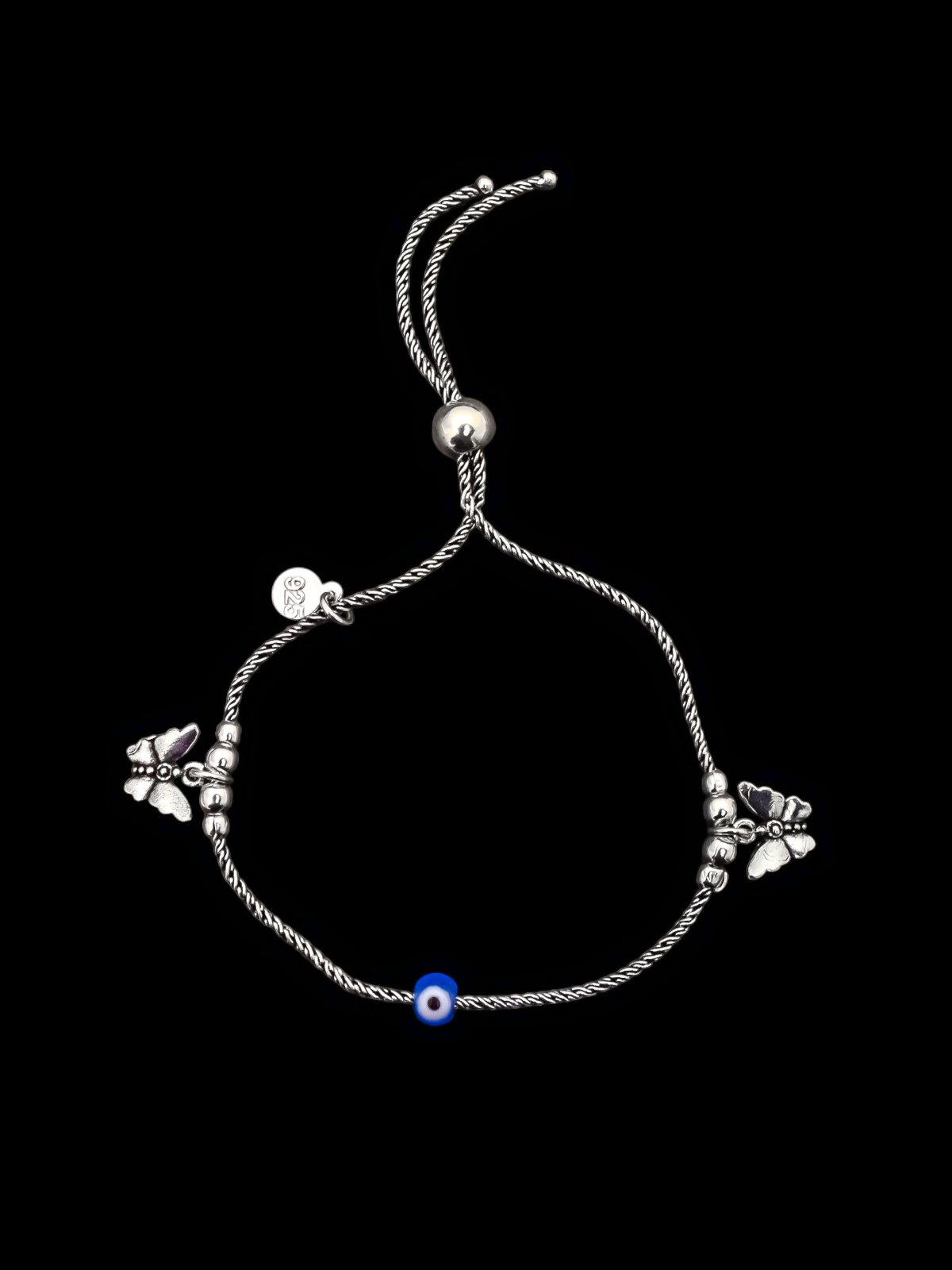 925 Silver Butter Fly Hanging Single Leg Anklet For Girls Mauve