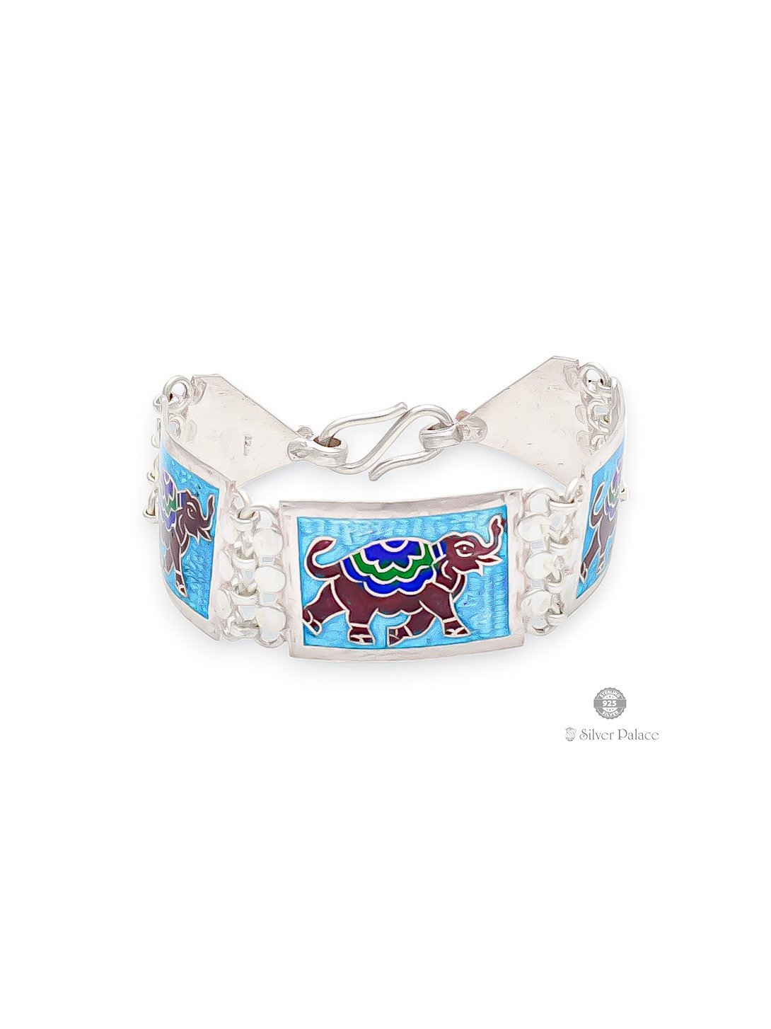 925 SILVER ELEPHANT WITH COLOUR FULL ENAMEL DESIGN BRACELET FOR GIRLS MANNJ COLLECTION