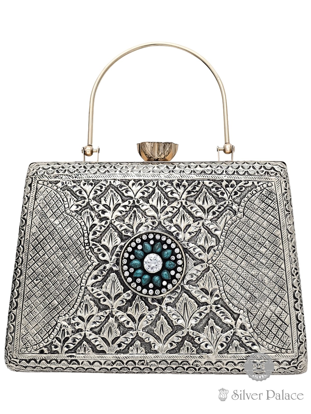 925 SILVER ROSE GOLD POLISHED WITH NAGAS DESIGN PURSE FOR WOMEN