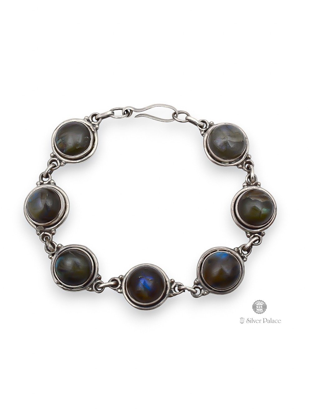925 OXIDISED SILVER VINTAGE STYLE CUT STONE BRACELET FOR WOMEN NEETH COLLECTION 