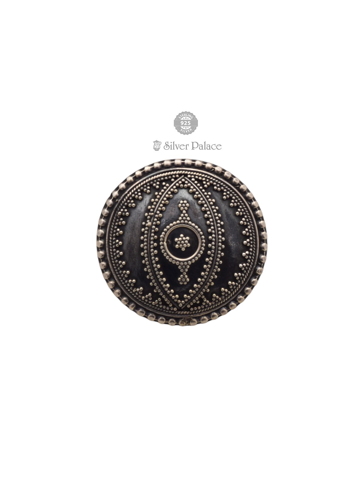 925 PURE OXIDIZED SILVER BHAVA COLLECTION BALL SHIELD ANTIC SILVER RING FOR GIRLS