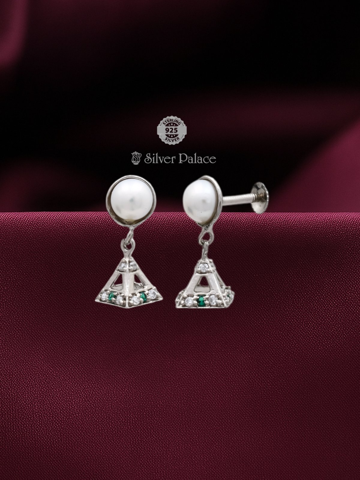 925 STERLING SILVER PEARL DESIGN EARRING FOR GIRLS ARJITA COLLECTION