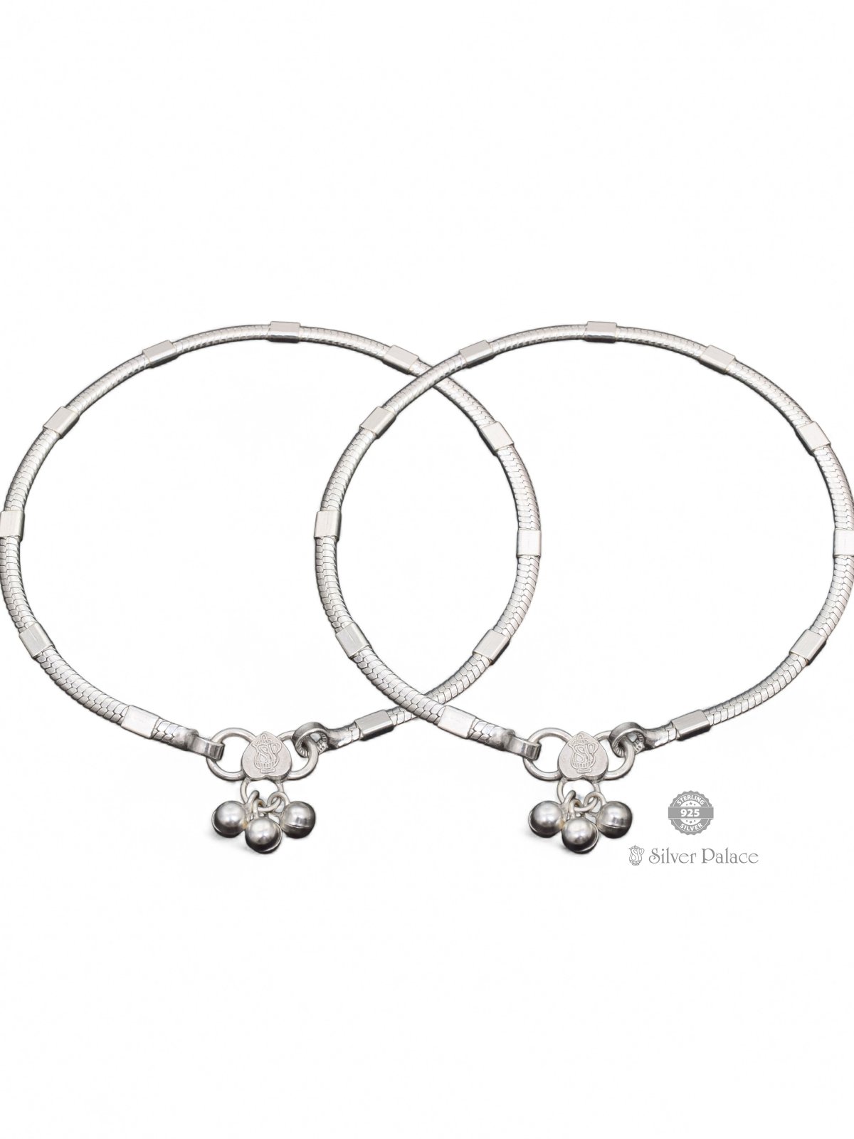 925 STERLING SILVER BEADS WITH CUBAN STYLE ANKLETS FOR LADIES 