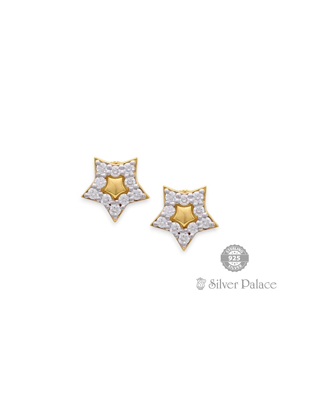 18kt pure gold star design with NATURAL VVS1 diamond stud for girls kanche collection