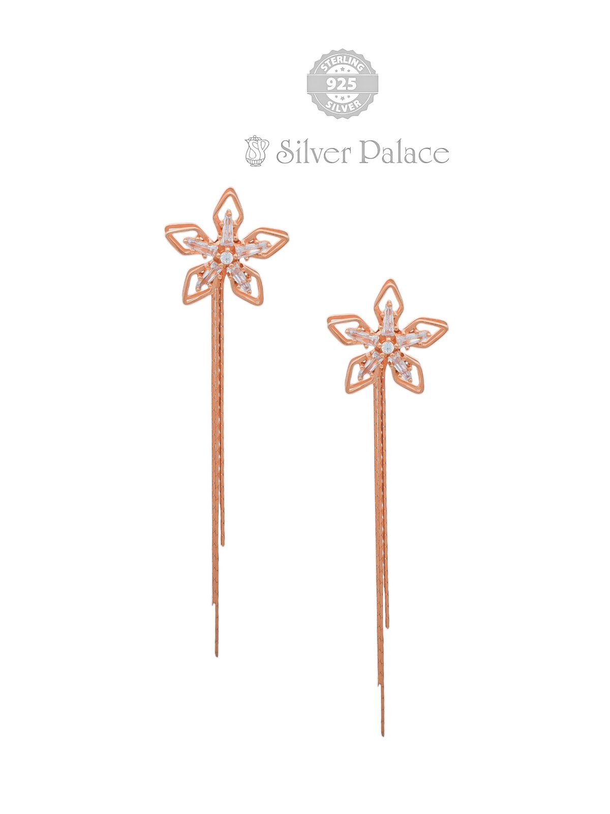 925 SILVER ROSE GOLD FLORAL DESIGN WITH HANGING THREADS FOR GIRLS SHEYA COLLECTION