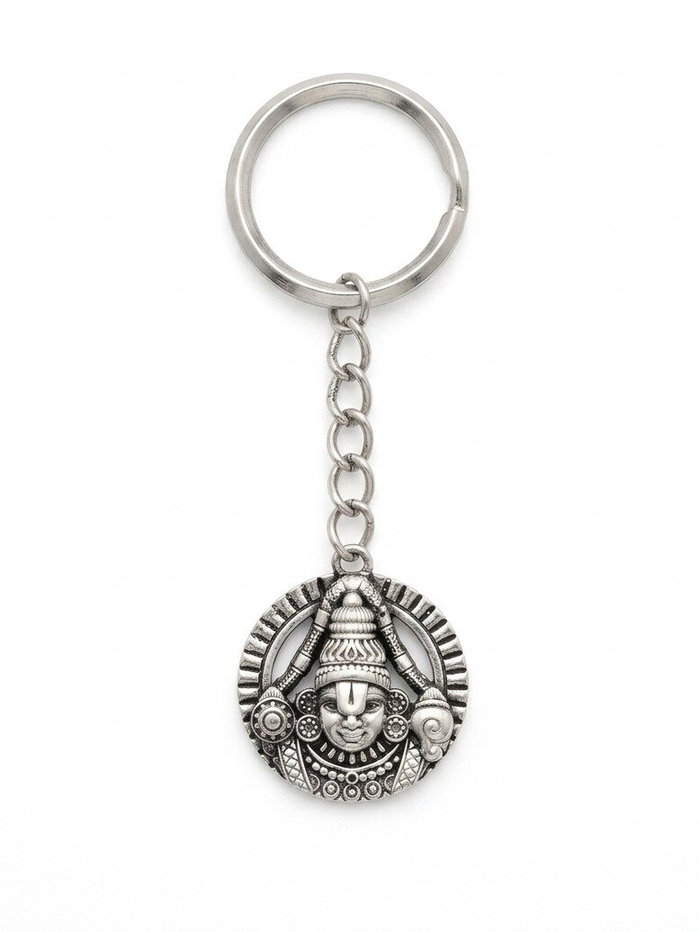 925 SILVER BALAJI MOTIF KEYCHAIN FOR KEYS