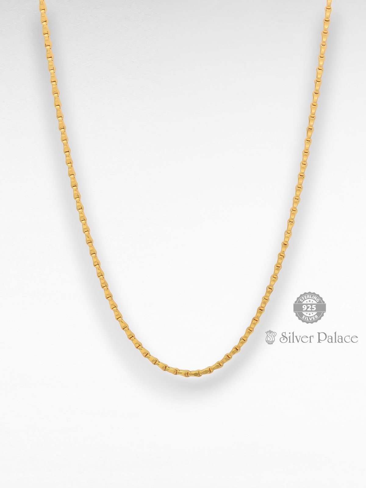 925 SILVER GOLD POLISHED INTERLINK DESIGN CHAIN FOR WOMEN ANITE COLLECTION 