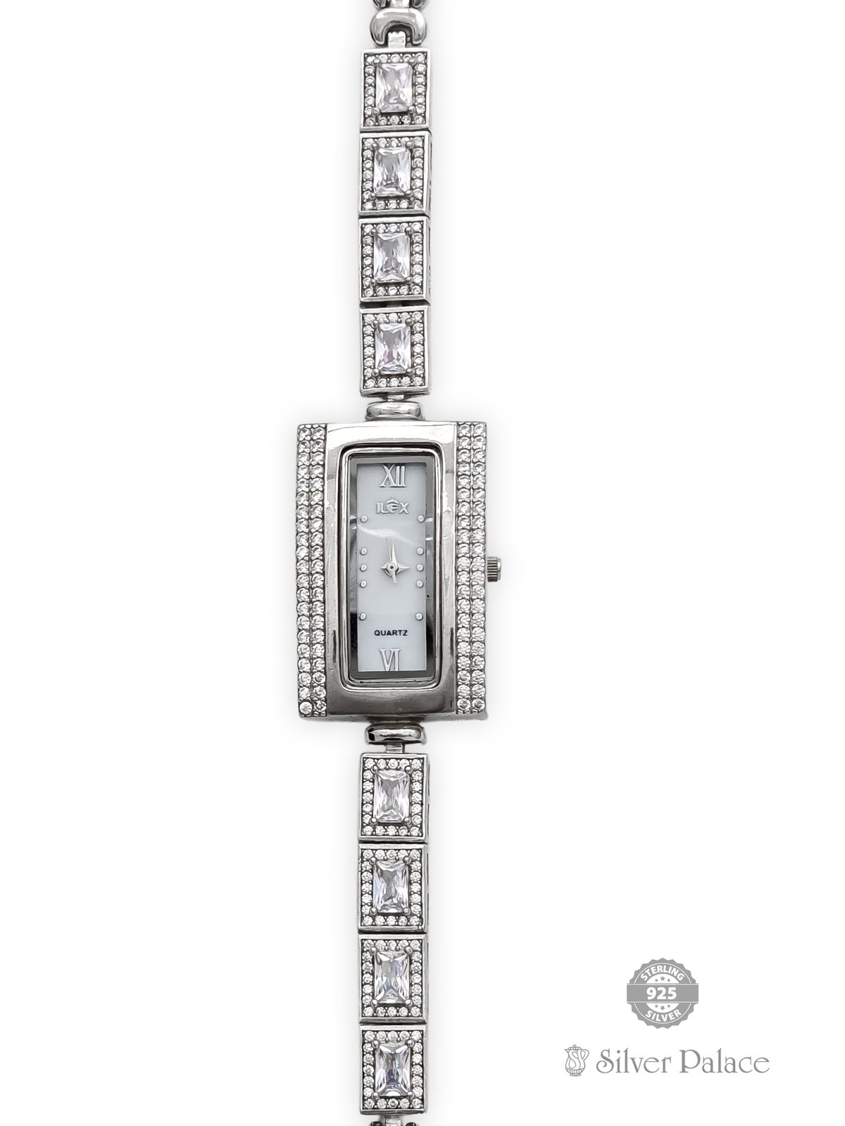 925 STERLING SILVER WHITE STONE WATCH FOR GIRLS 