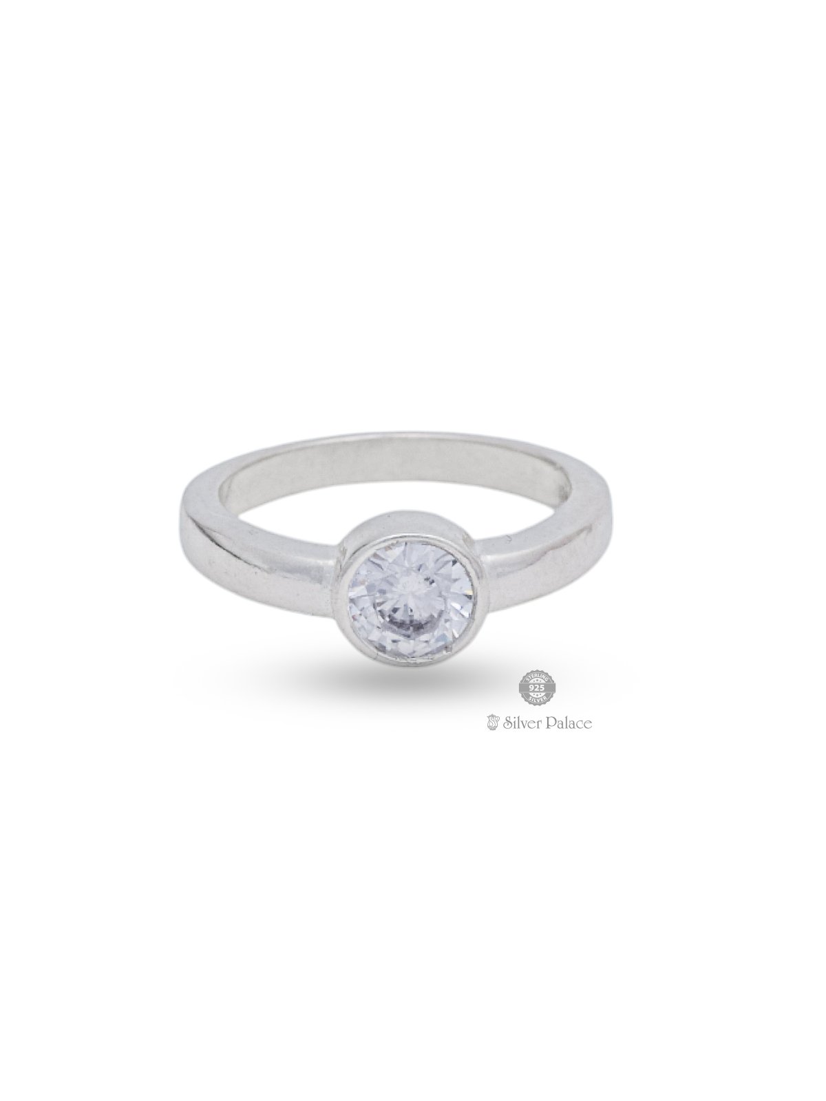 925 STERLING SILVER CIRCLE WHITE STONE RASHI RING FOR UNISEX 