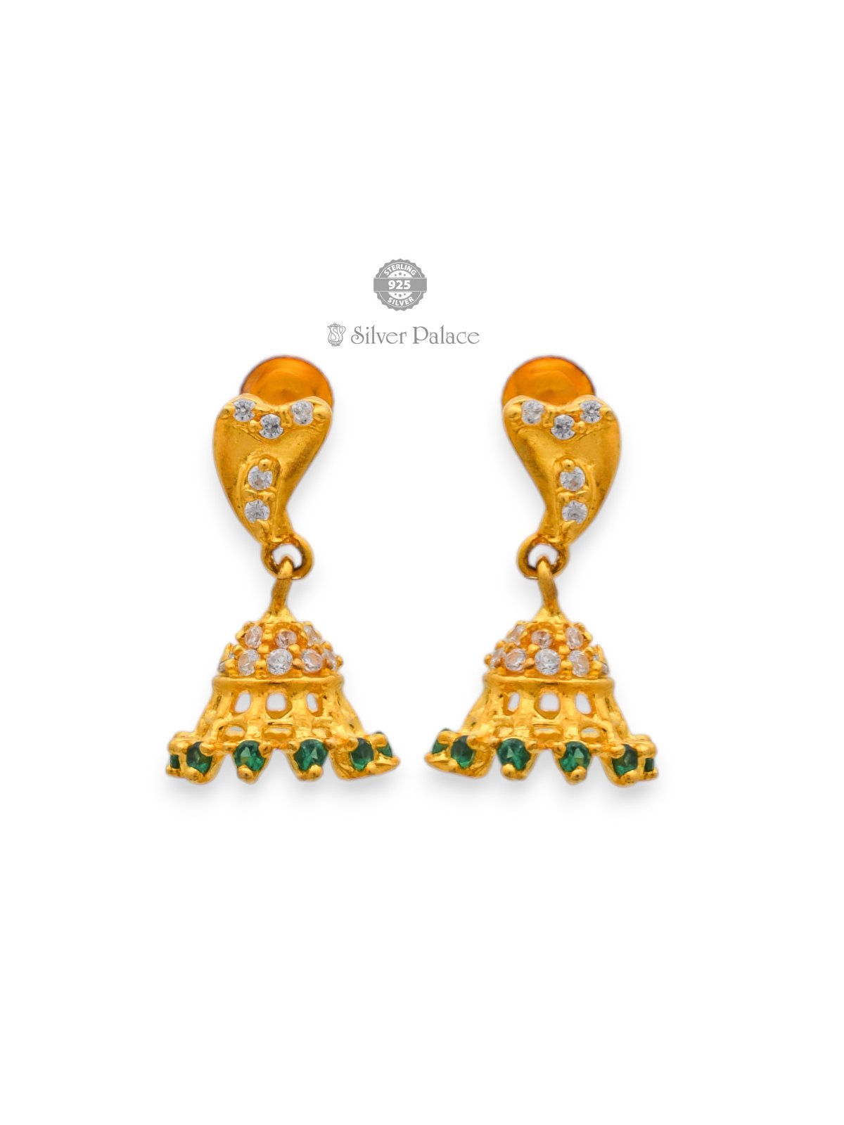 925 SILVER GOLD POLISHED TRADITIONAL LOOK JHUMKA FOR WOMEN ANITE COLLECTION