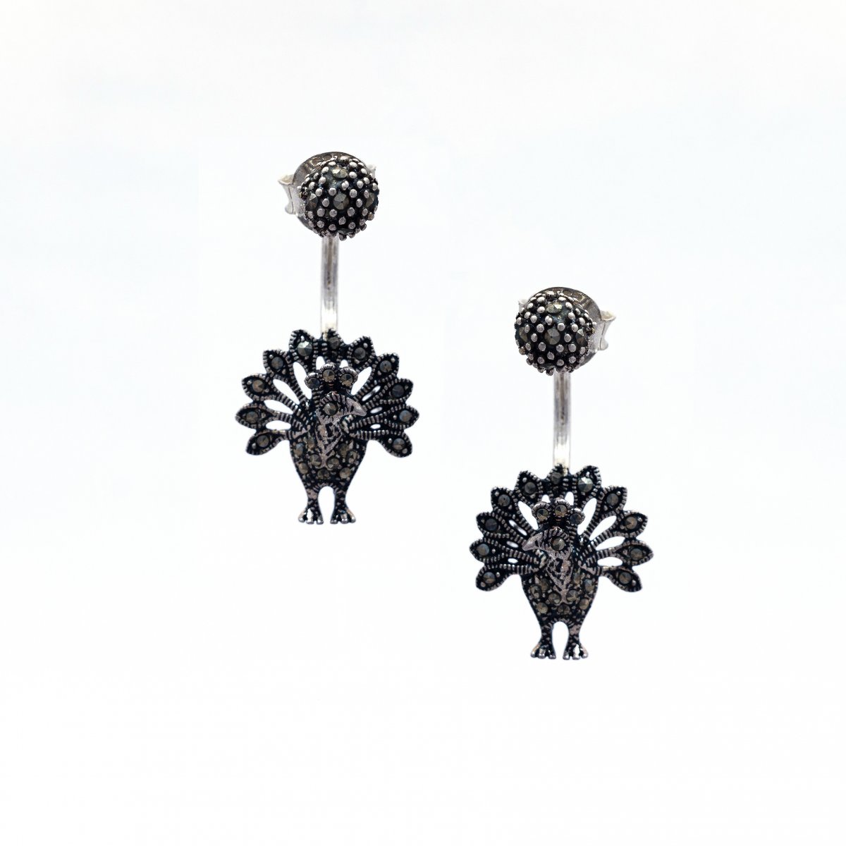 92.5 OXIDISED SILVER STONE JHUMKA EARRINGS FOR WOMEN AND GIRLS