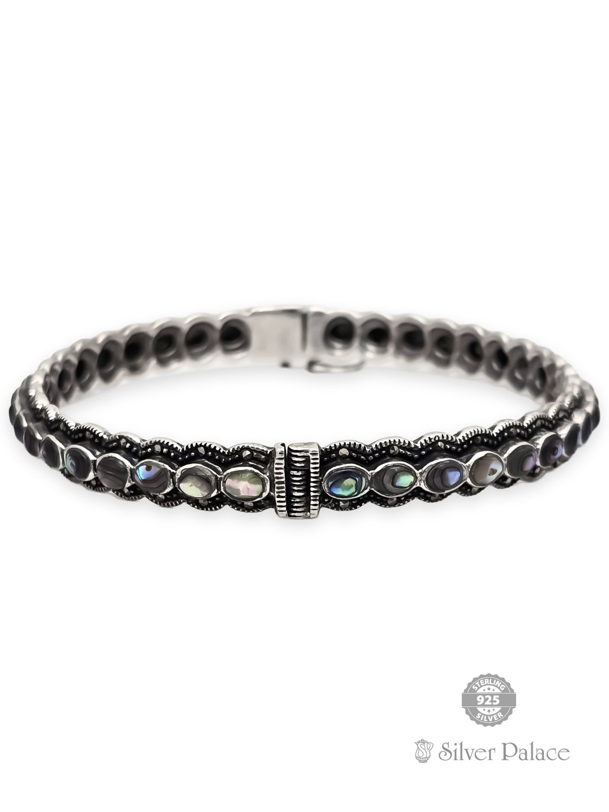 925 OXIDISED SILVER MULTI COLOR STONE KADA FOR GIRLS NEETH COLLECTION