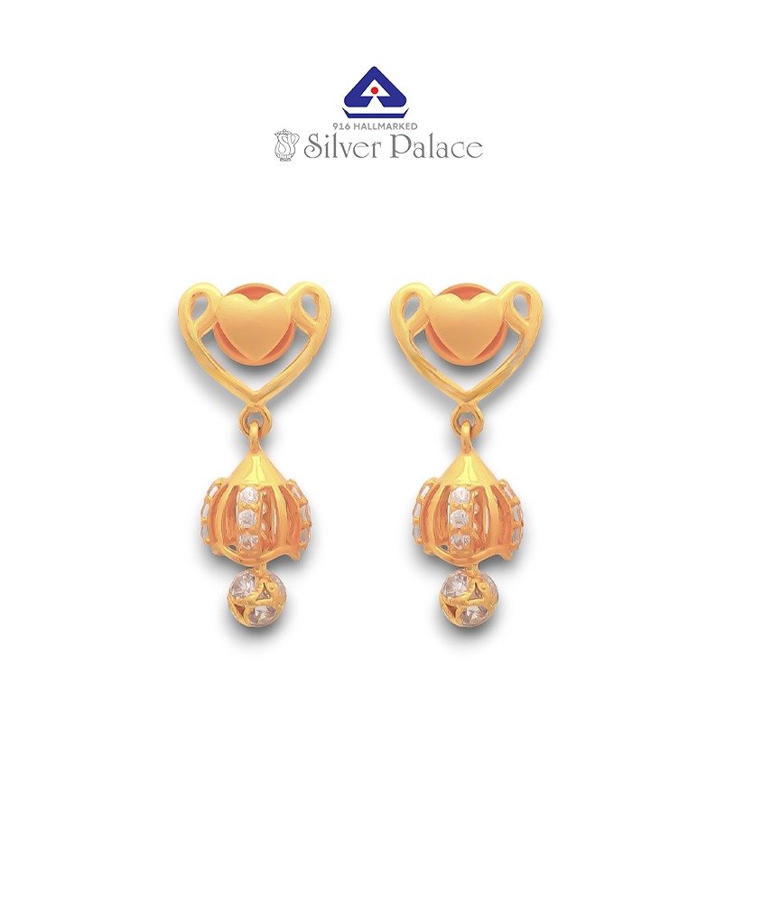 916 Gold with Kanche Collection Heart Shape with Jumka Type of Earring for Women 