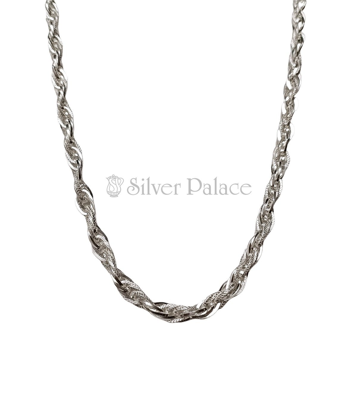 DOUBLE TWISTED CHAIN FOR MEN IN SILVER