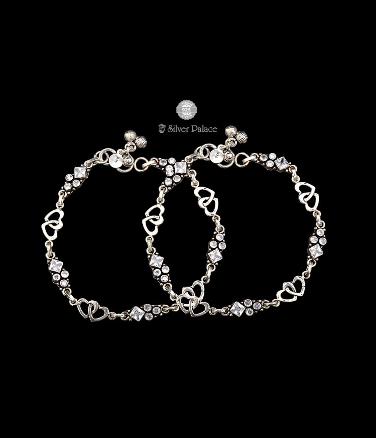 925 Pure Sterling Silver Neeth Collection Heart Shape Anklets For