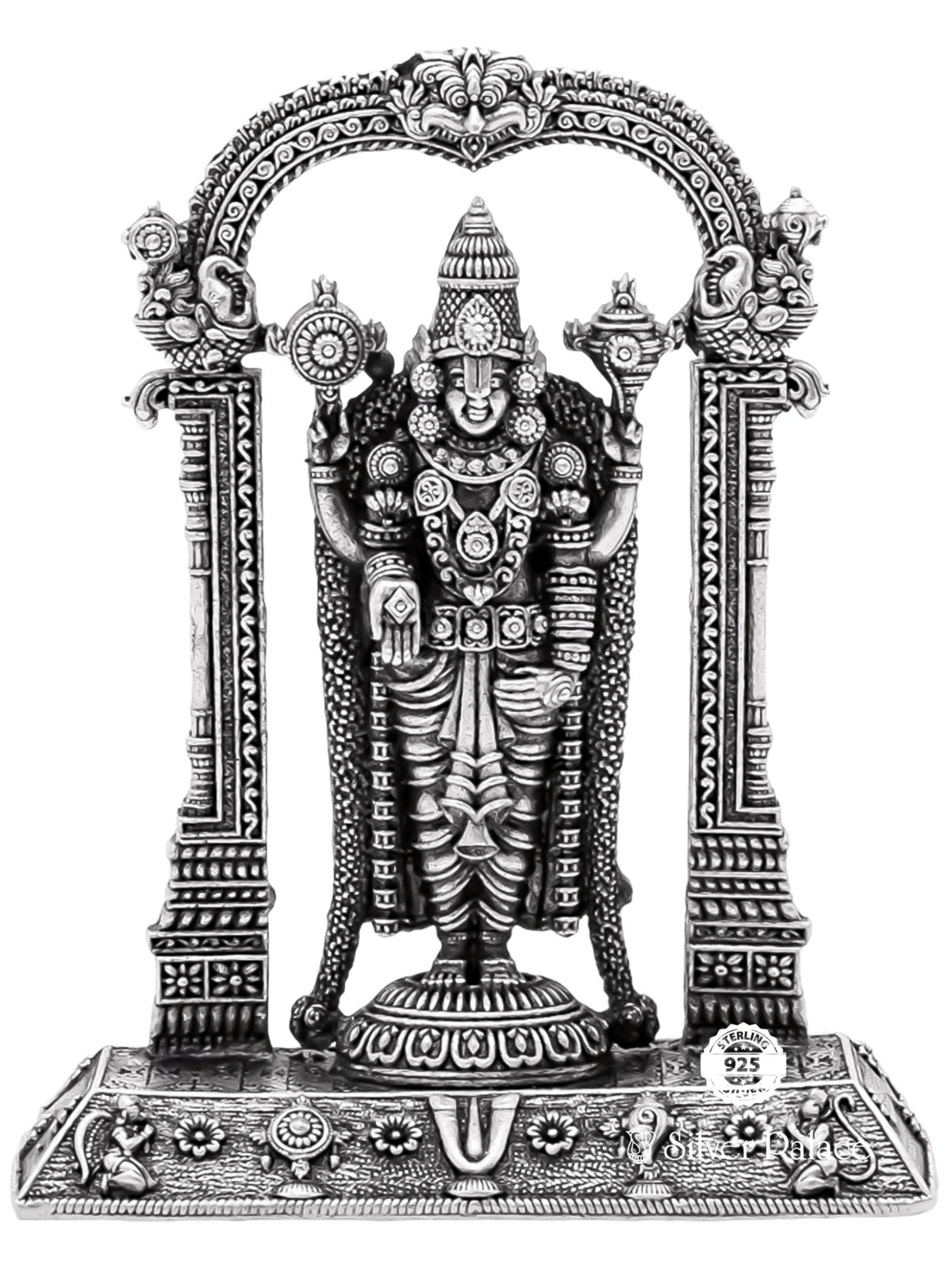 925 OXIDISED SILVER PEEDAM WITH BALAJI IDOL FOR POOJA ROOM 
