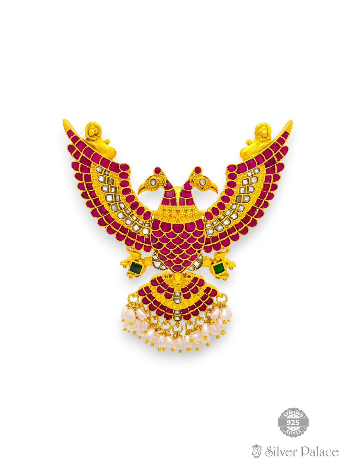 925 SILVER GOLD POLISHED EAGLE PENDANT ANITE COLLECTION 