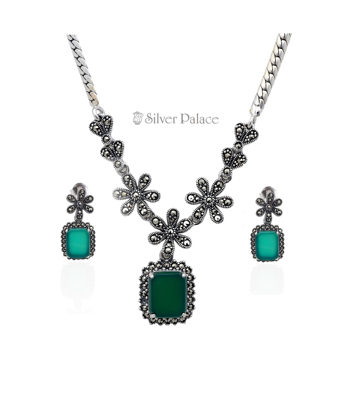 925 STERLING SILVER Fashion Women's Necklace set With Earrings