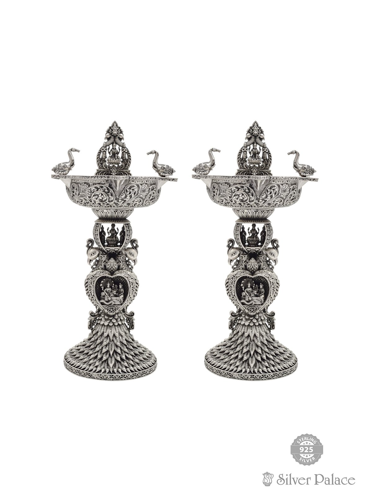 925 OXIDISED SILVER RANGANATHAR WITH SARASWATHI SPECIAL KUTHU VILAKKU FOR POOJA PURPOSE 