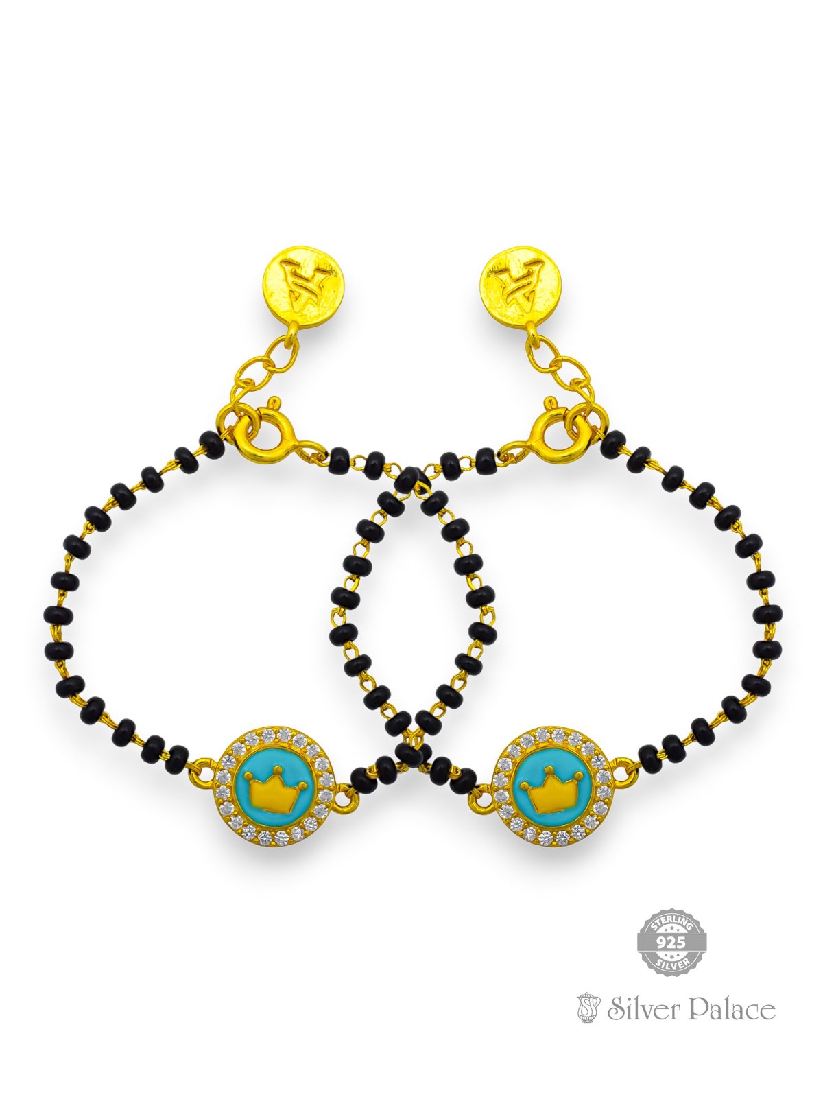 925 SILVER GOLD POLISHED NAZARIA ANKLETS FOR KIDS ARJITA COLLECTION 