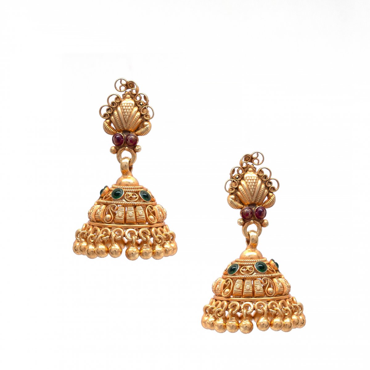 GOLD PLATED TRADITIONAL WEDDING TEMPLE JHUMKI FOR GIRLS