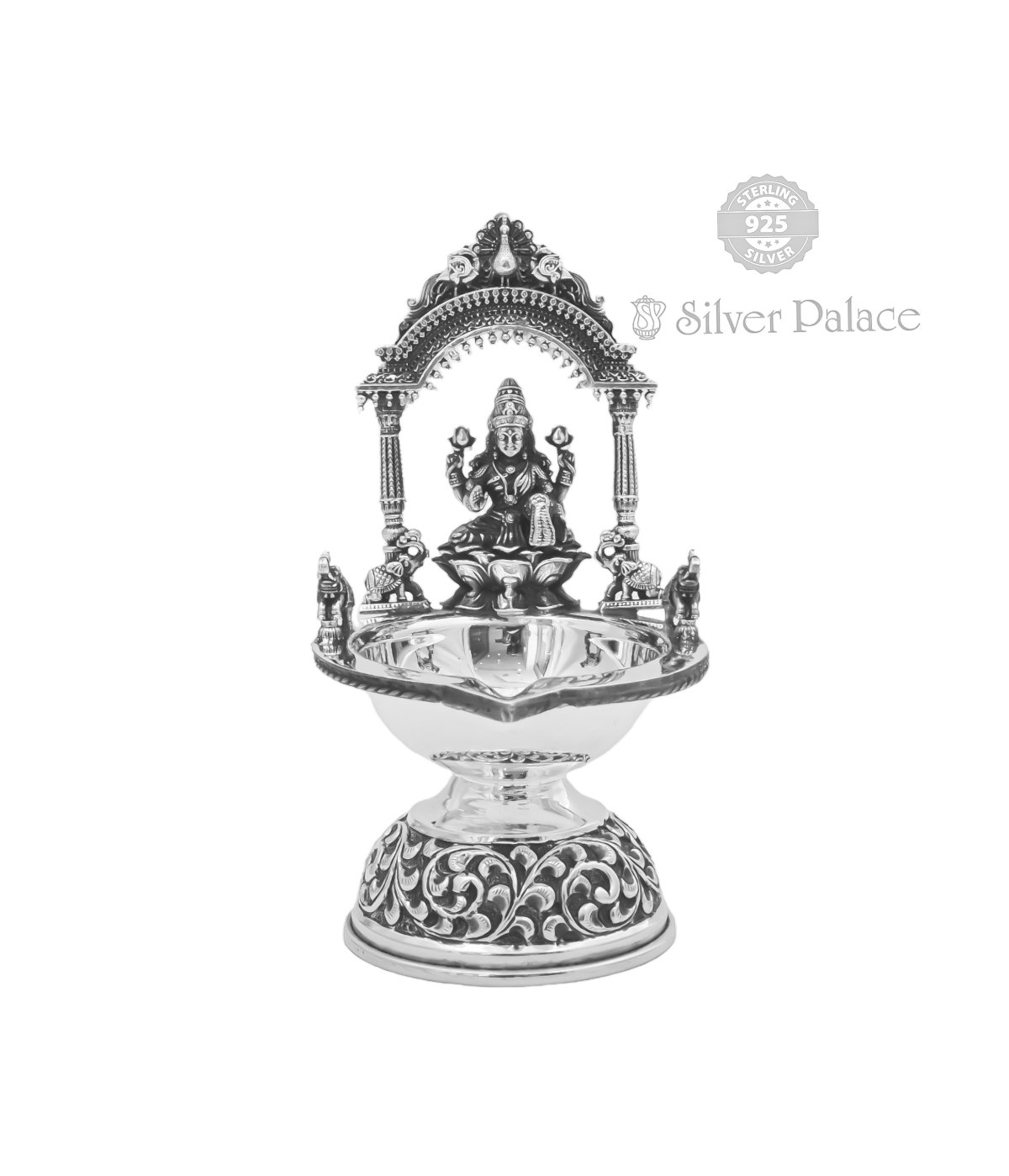 925 OXIDIZED SILVER RADHE COLLECTION KAMATCHI LAMP FOR POOJA PURPOSE