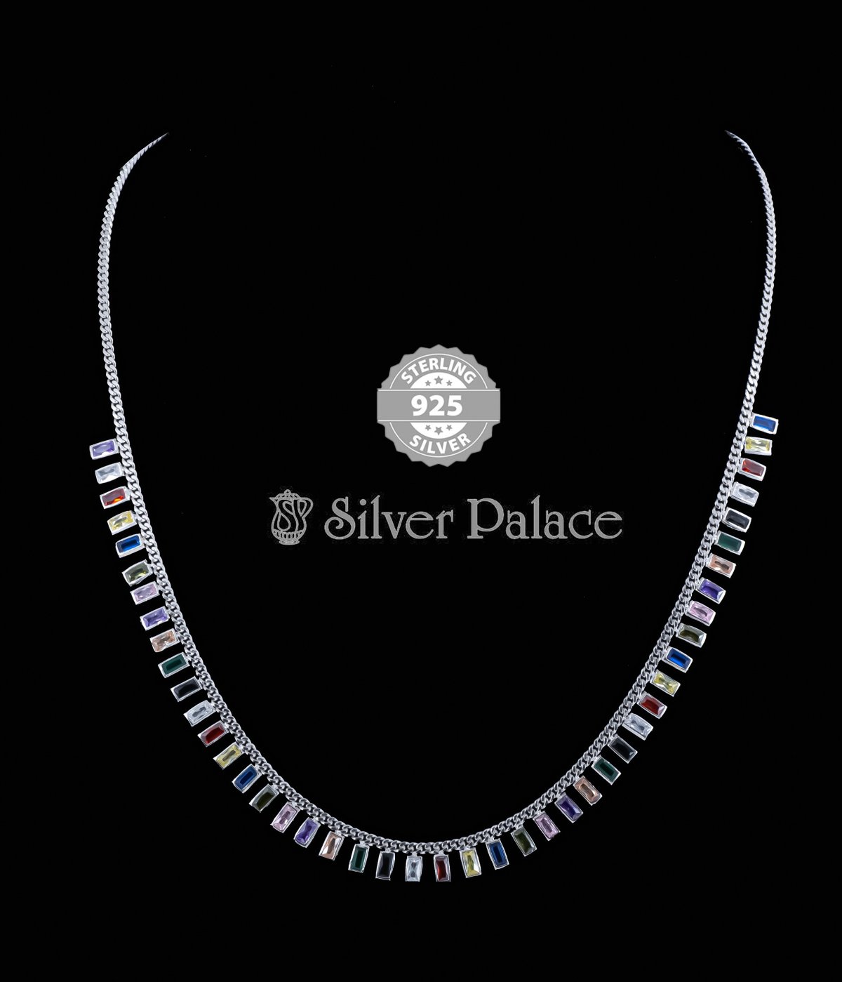 92.5 STERLING SILVER MULTI COLOUR CHAIN FOR GIRLS AND WOMEN
