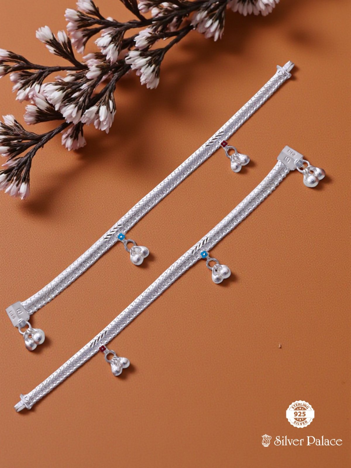 SILVER BEADS WITH ENAMEL ANKLETS FOR YOUR KIDS ARJITA COLLECTION 