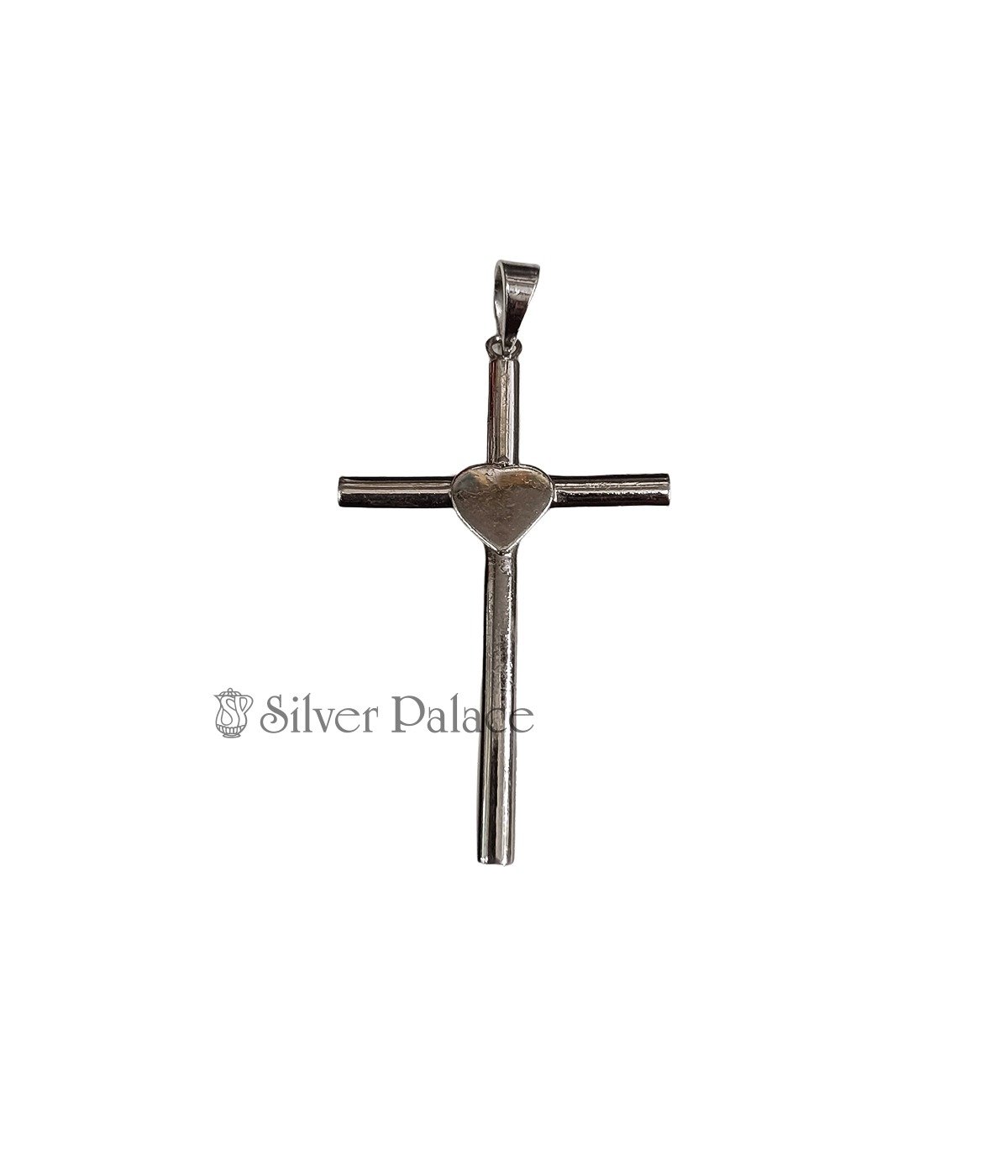 92.5 STERLING SILVER CROSS PENDANT WITH HEART CENTER