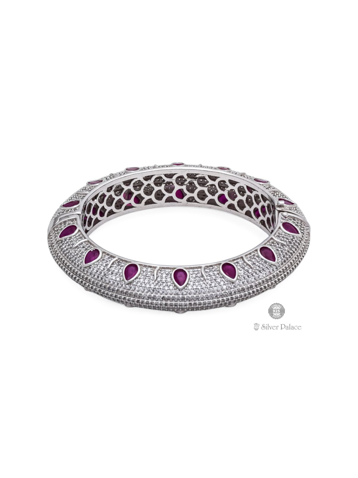 925 Sterling Silver Cubic Zirconia Stone Vintage Style Kada For Your Queen  Puya Collection