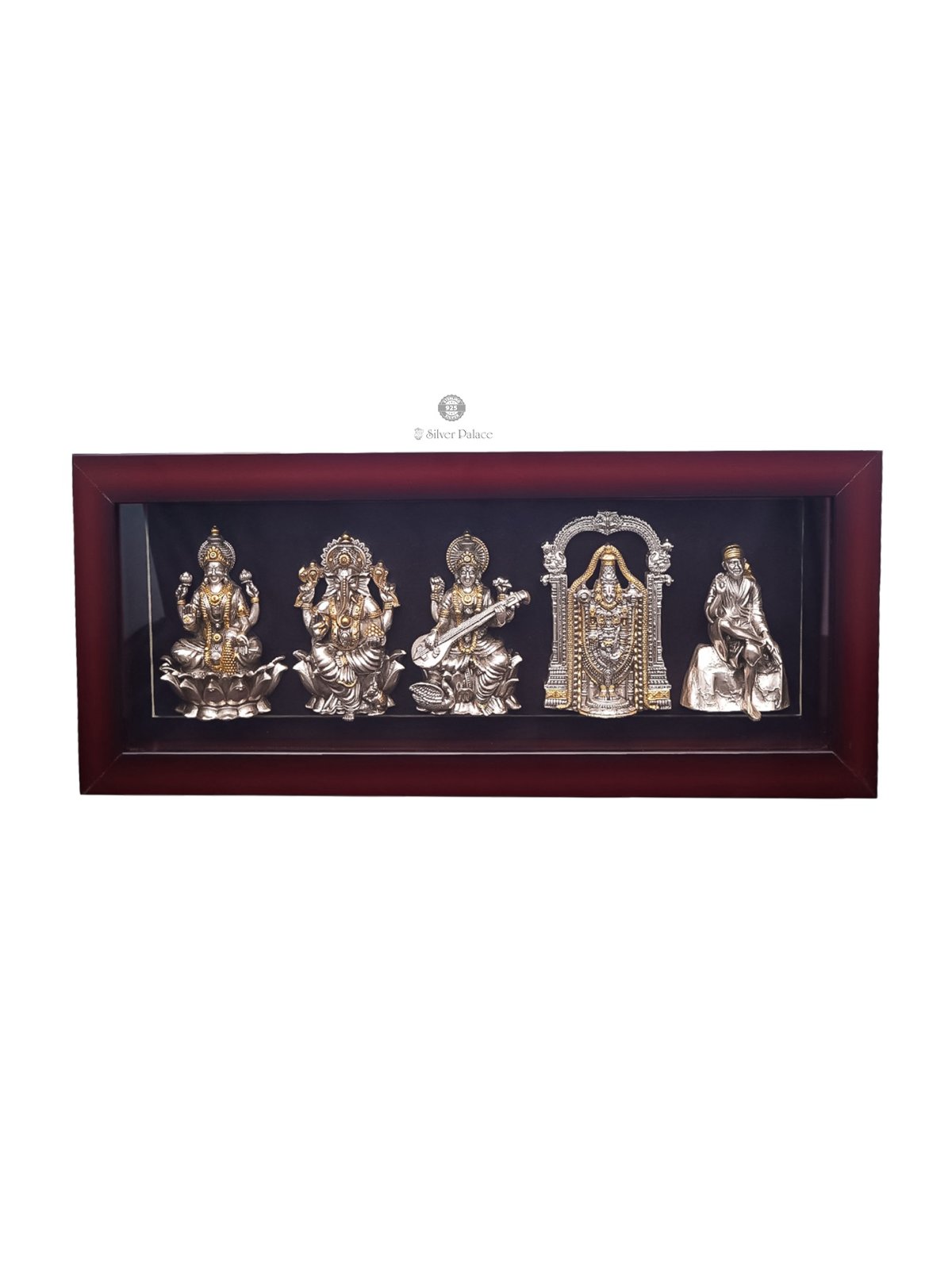 925 SILVER LAKSHMI,GANESH,SARASWATHI,BALAJI & SAI BABA IDOLS 5 in 1 PHOTO FRAME LAKSH COLLECTION