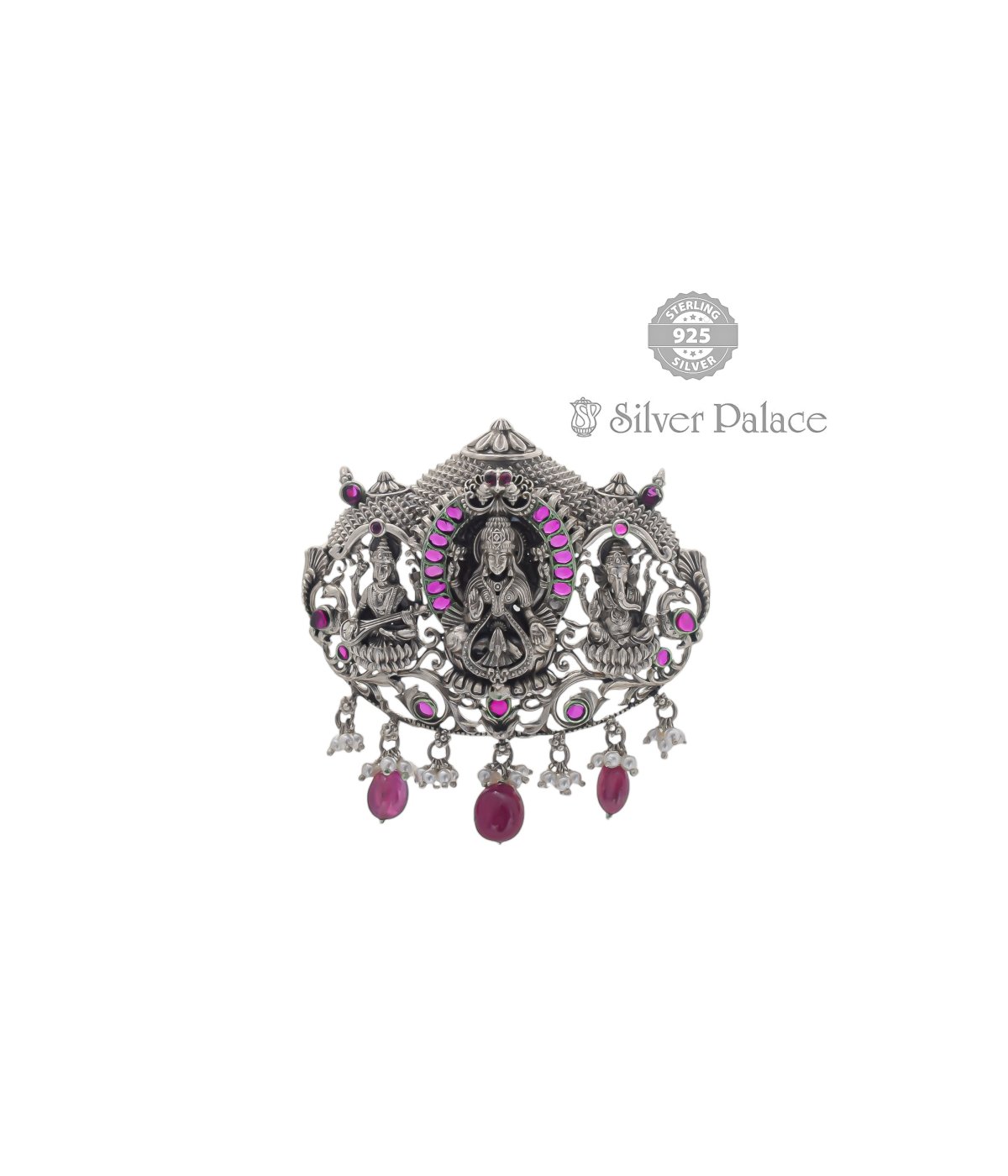 925 OXIDIZED SILVER RADHE COLLECTION LAKSHMI, SARASWATHI, GANESHA PENDANT FOR WOMENS