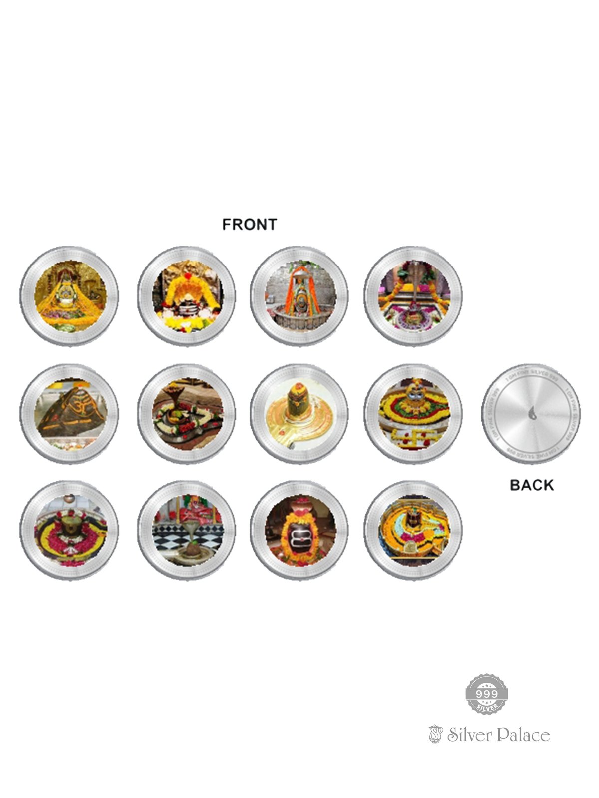 999 PURE SILVER 12 JYOTIRLINGAS OF LORD SHIVA COIN BOX 