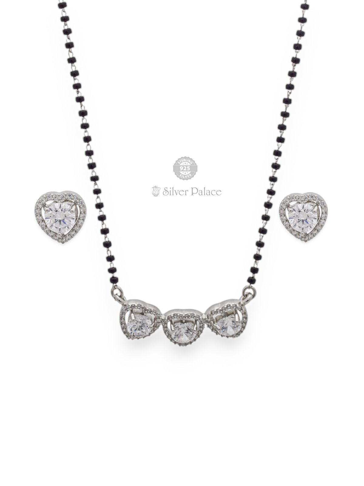 92.5 SILVER HEART WITH STONE DESIGN MANGAL SUTRA PUYA COLLECTION