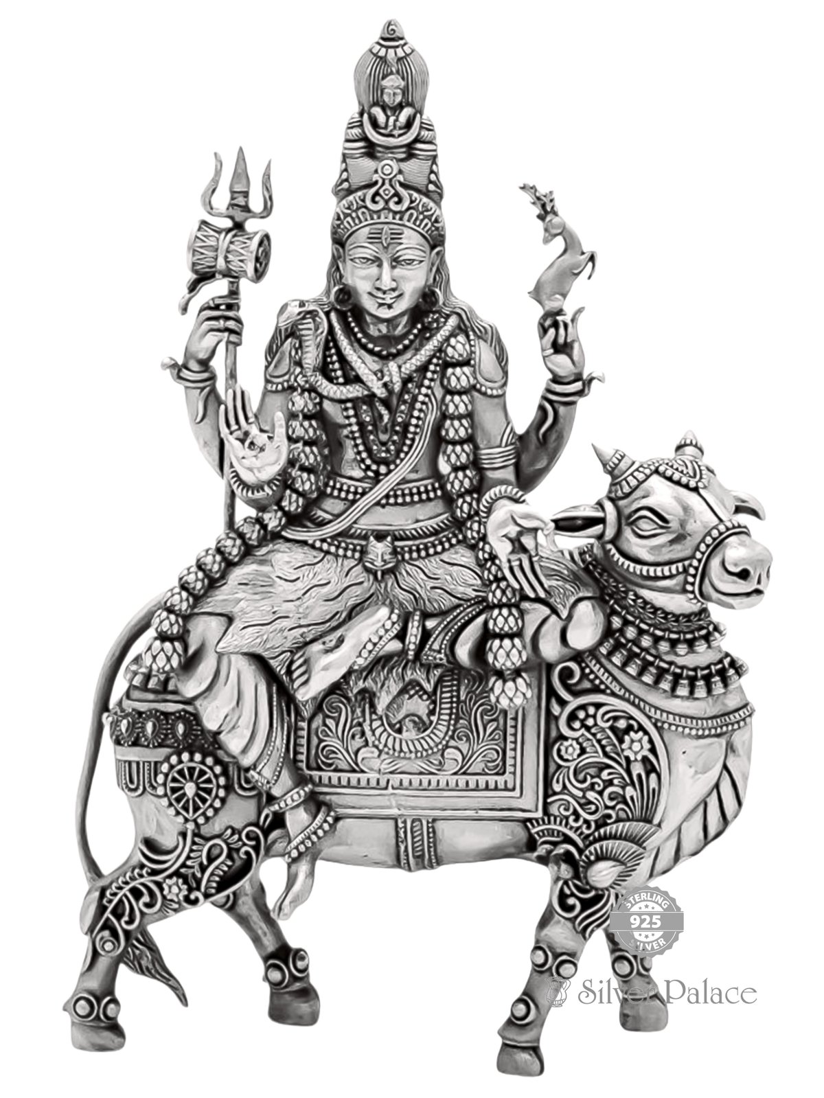 925 OXIDISED SILVER LIGHT WEIGHT SIVAN & NANDHI IDOL FOR YOUR POOJA ROOM 