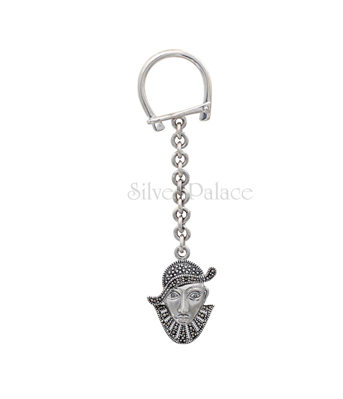92.5 PURE SILVER VINTAGE PIRATE CHARACTER   KEYCHAIN FOR MEN
