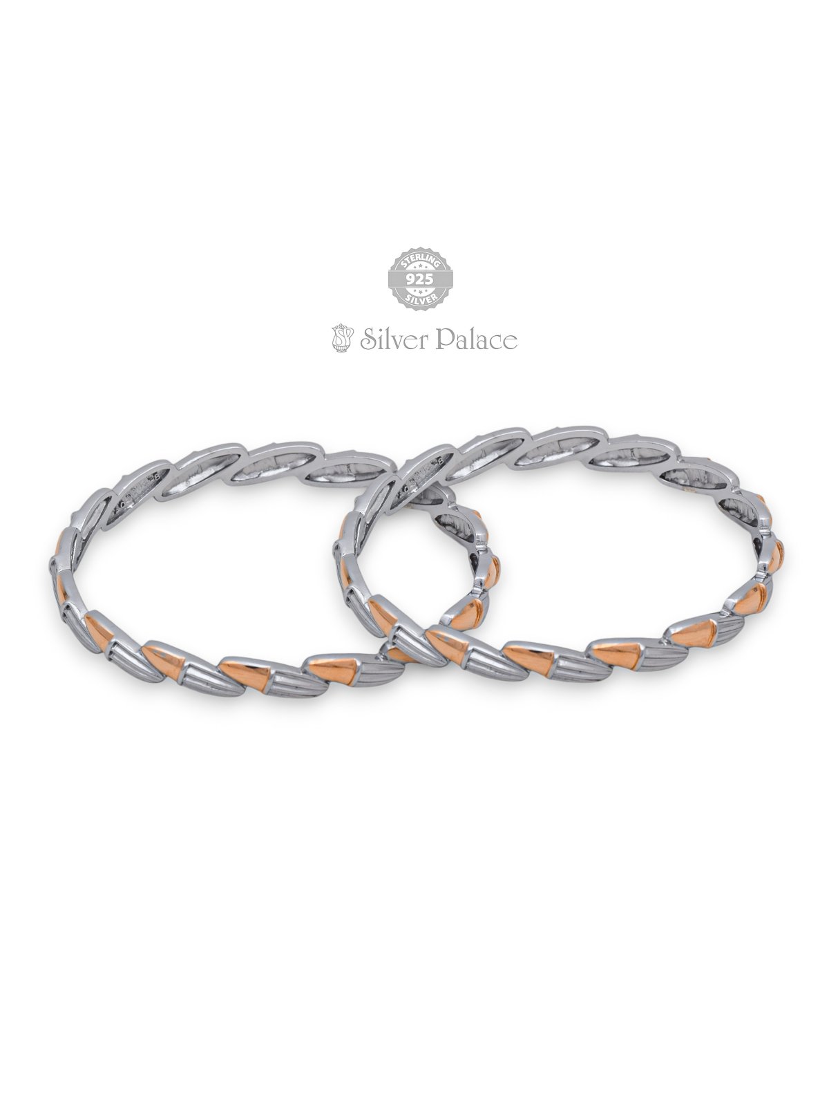 925 Sterling Silver Leaf Design Bangles with Dual-Tone Finish for Women Sheya Collection 