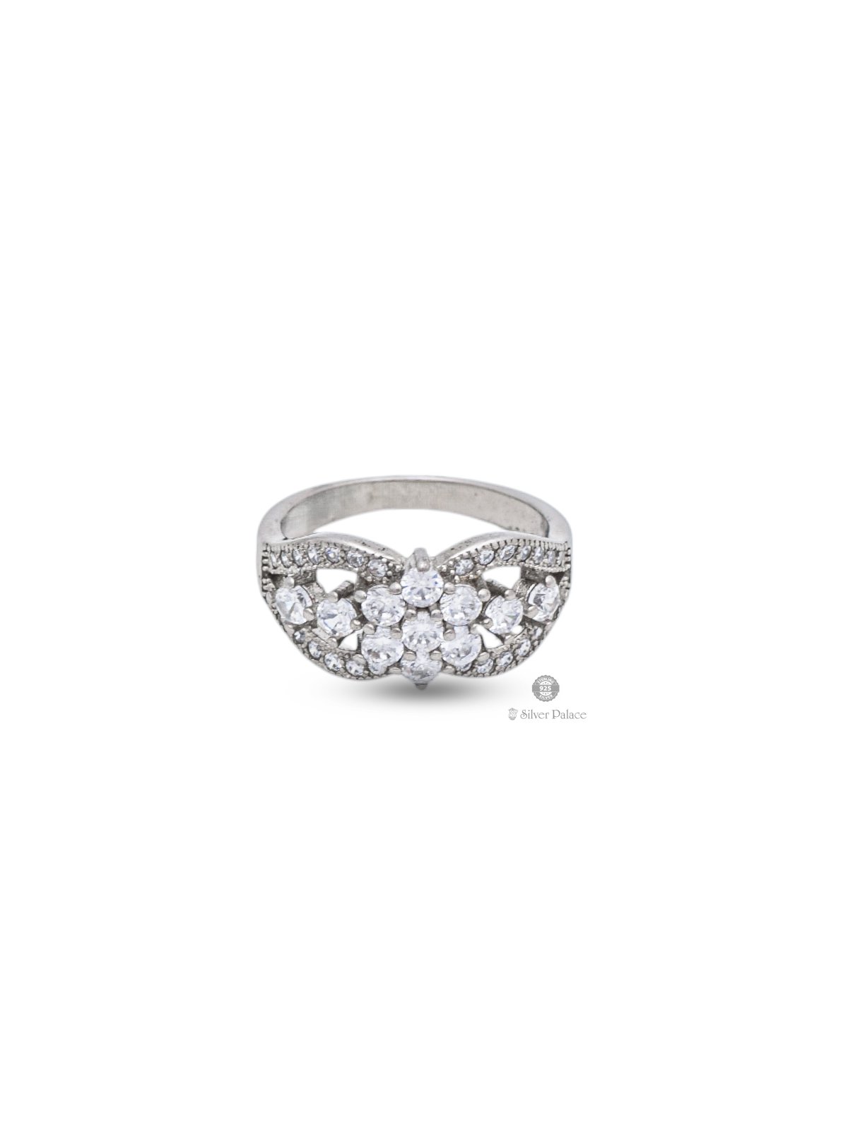 925 STERLING SILVER FLORAL DESIGN WHITE STONE RING FOR GIRLS PUYA COLLECTION 