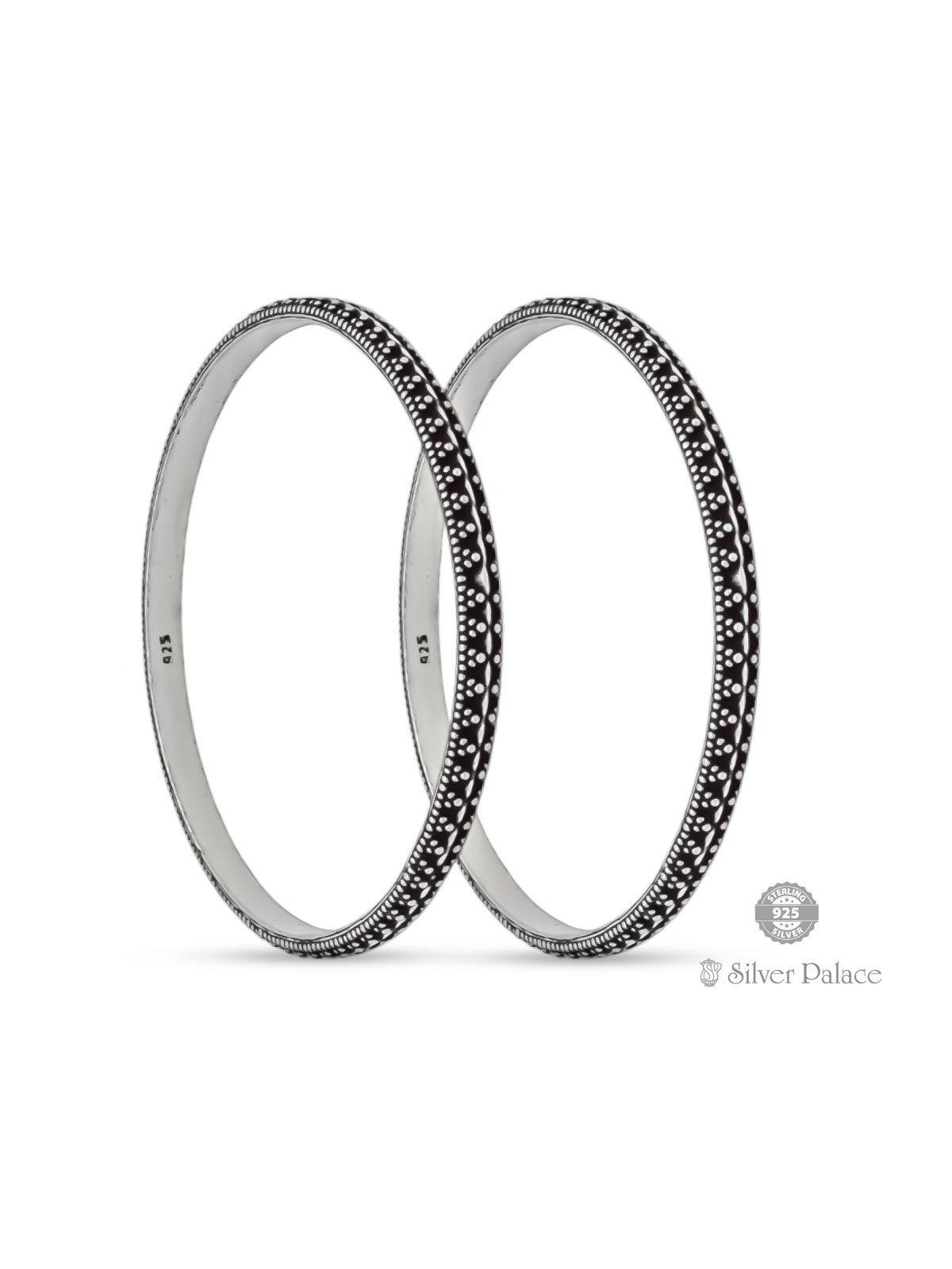 925 OXIDISED SILVER DOTTED PATTERN BANGLES FOR WOMEN BHAVA COLLECTION 
