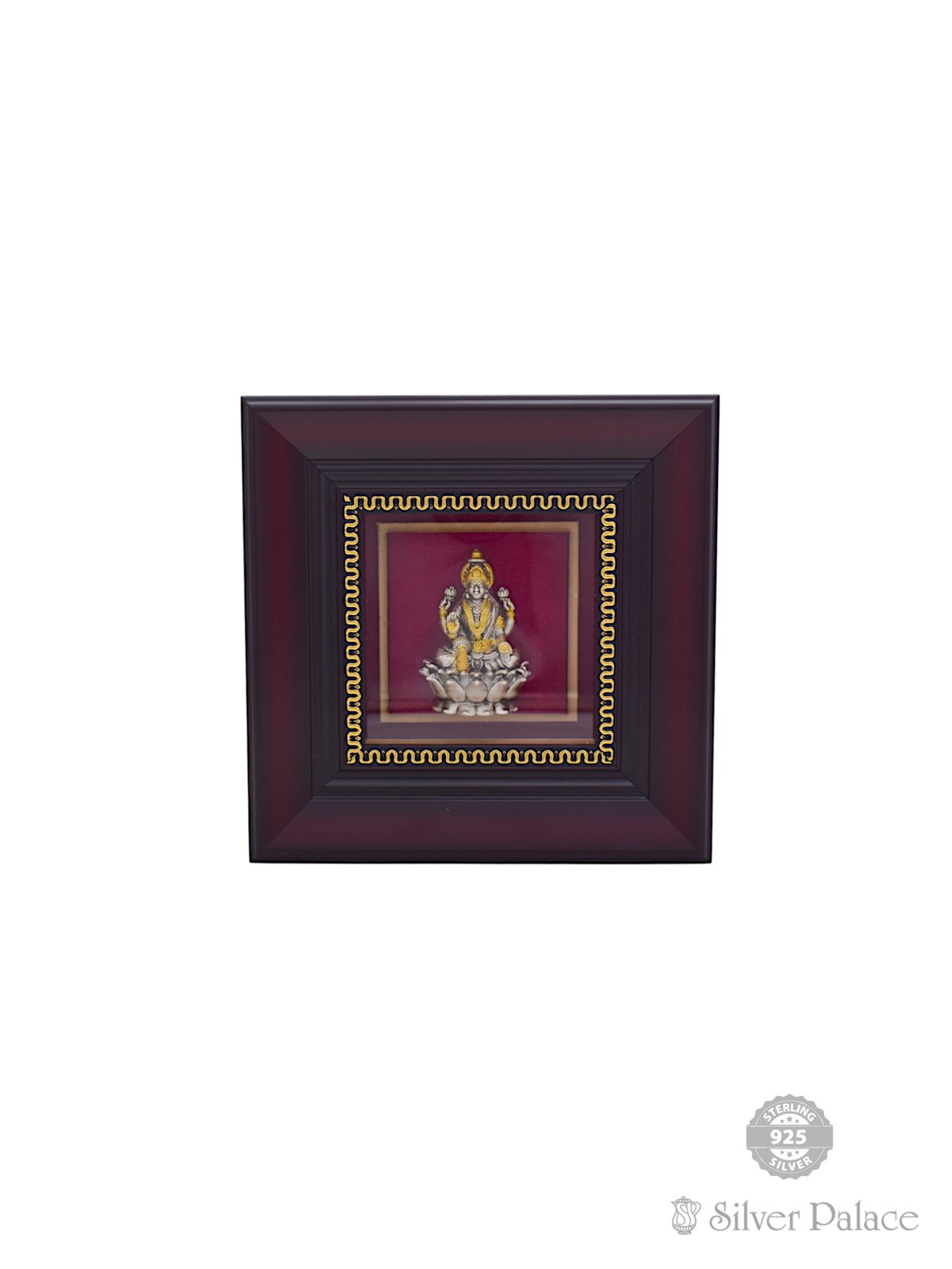 925 SILVER GOLD POLISHED LAKSHMI IDOL PHOTO FRAME FOR POOJA ROOM 