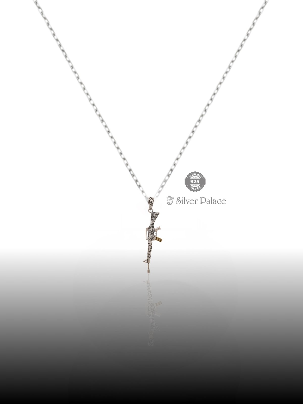 925 OXIDISED SILVER MAAN COLLECTION RIFFLE PENDANT FOR MEN