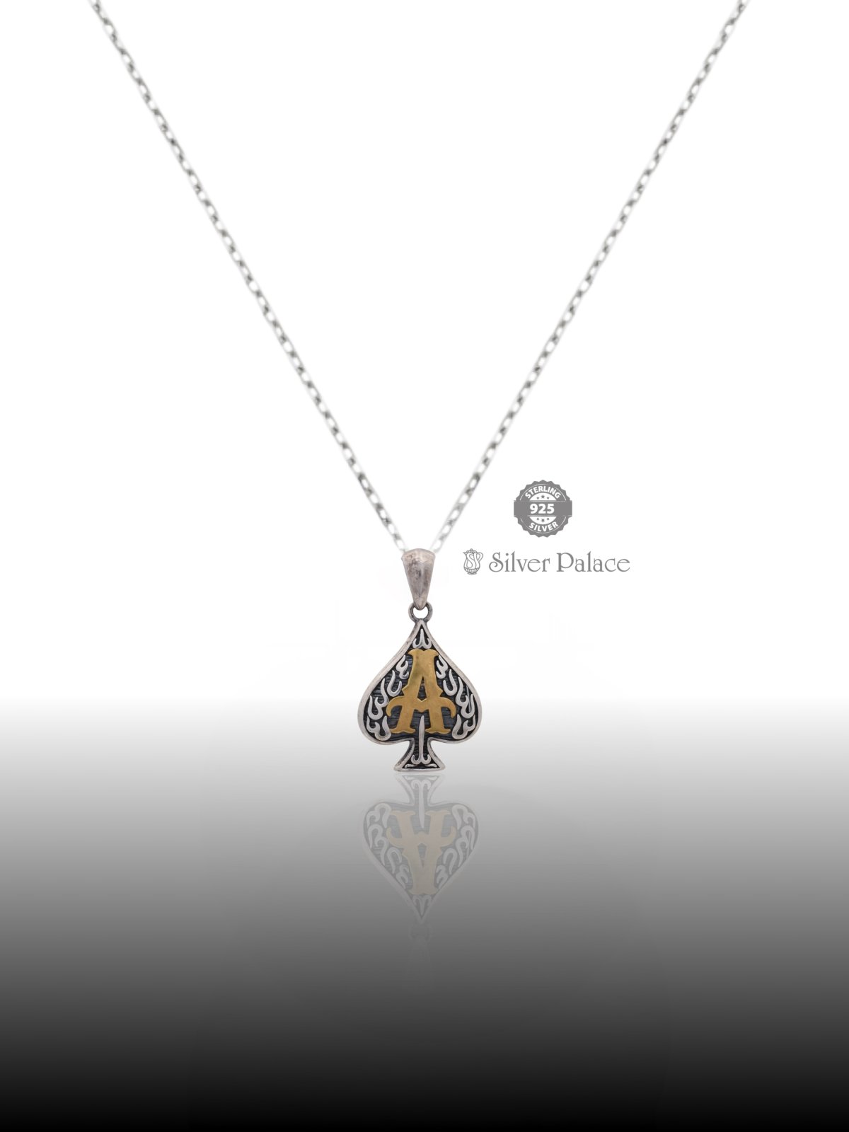 925 OXIDISED SILVER BHAVA COLLECTION SPADE DESIGN PENDANT UNISEX