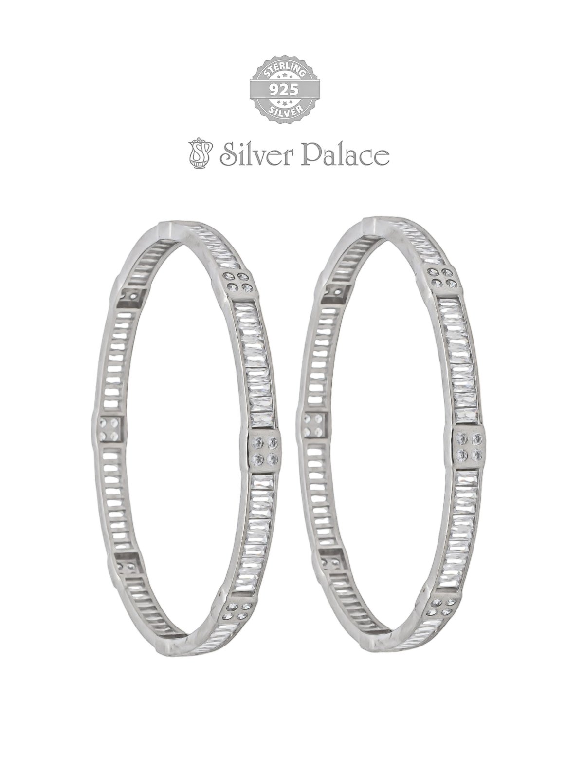925 PURE SILVER STYLISH WHITE STONE BANGLES FOR GIRLS PUYA COLLECTION