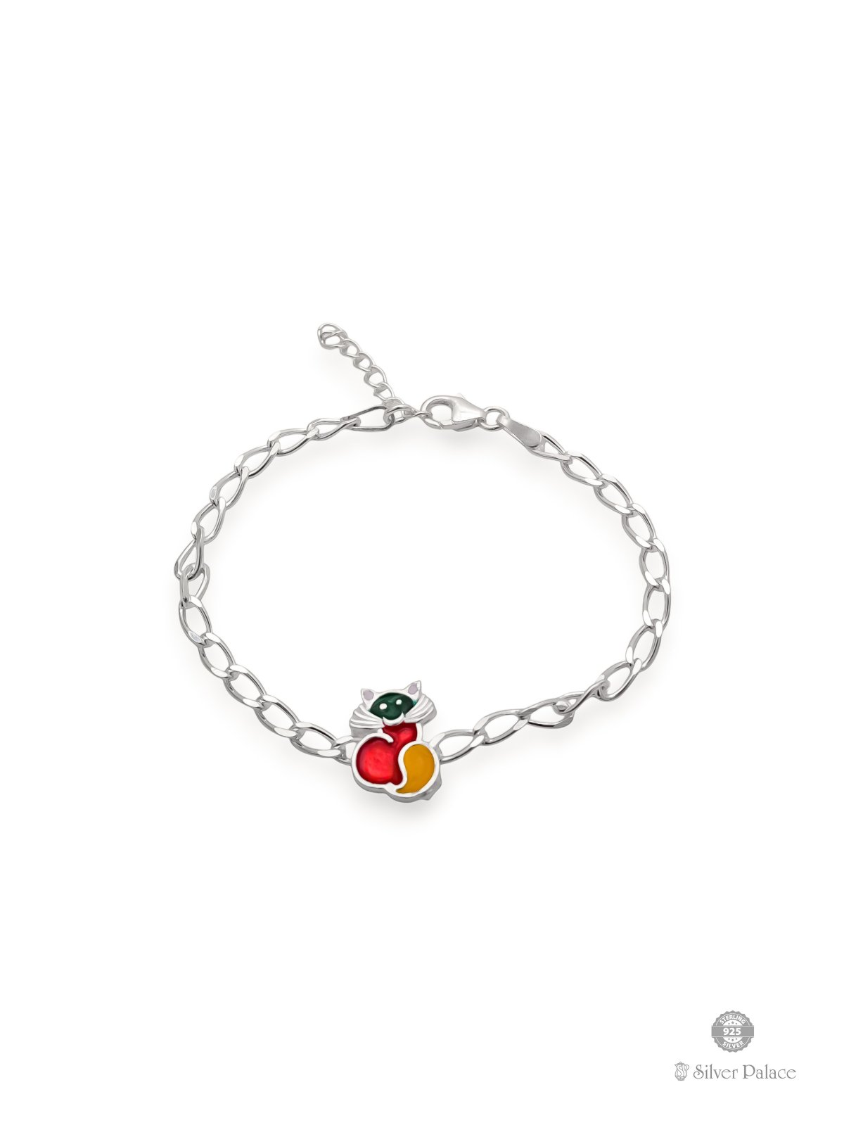 925 STERLING SILVER CAT DESIGN RAKHI BRACELT FOR KIDS 