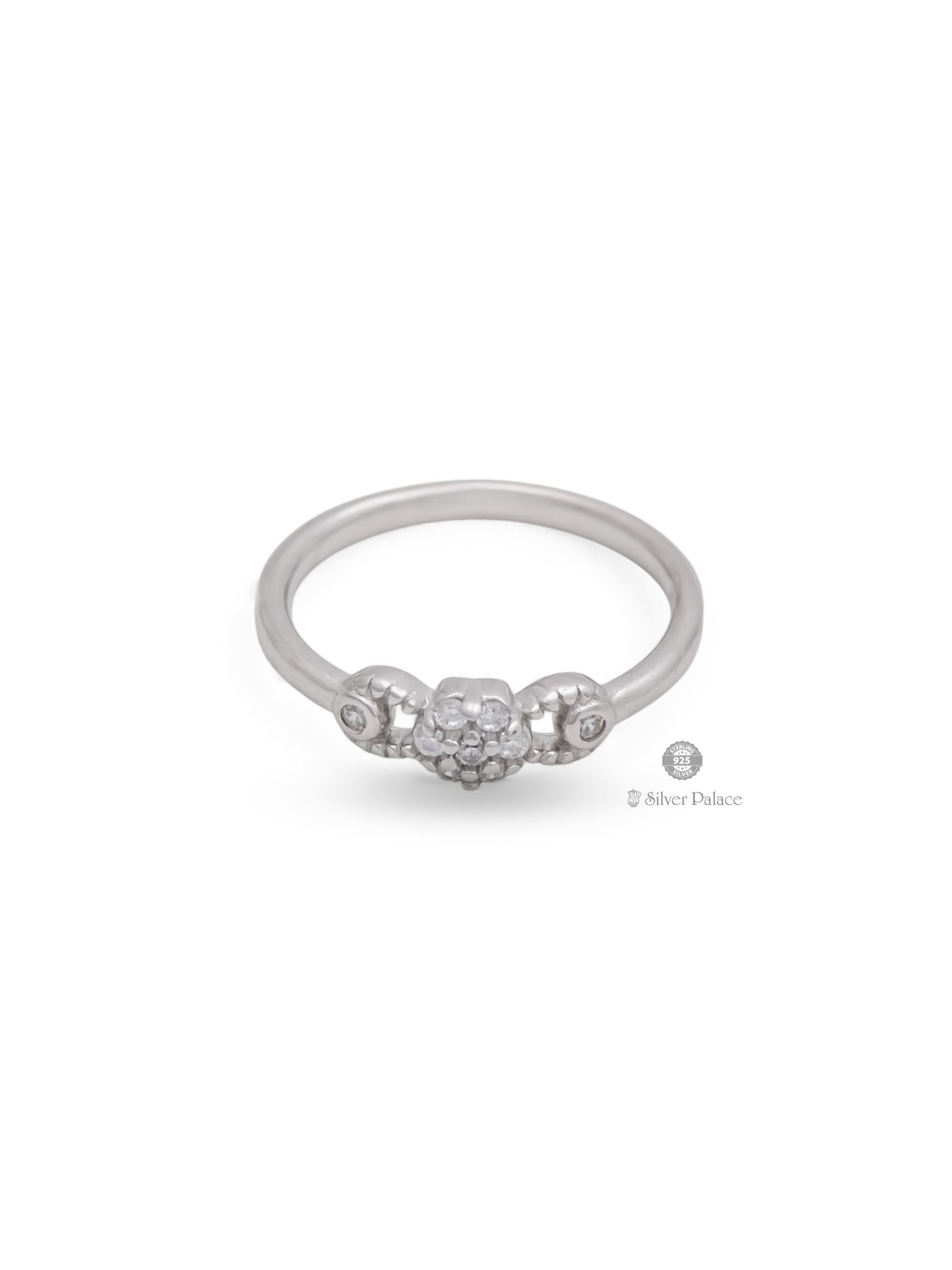 925 Sterling silver floral with white stone Ring for girls puya collection 