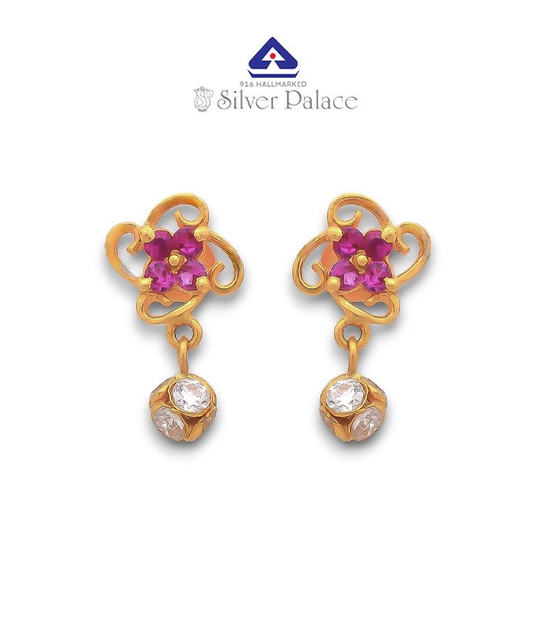 916 Gold  Kanche Collection floral design with Pink &CZ stone Studded Design Earrings for Women 