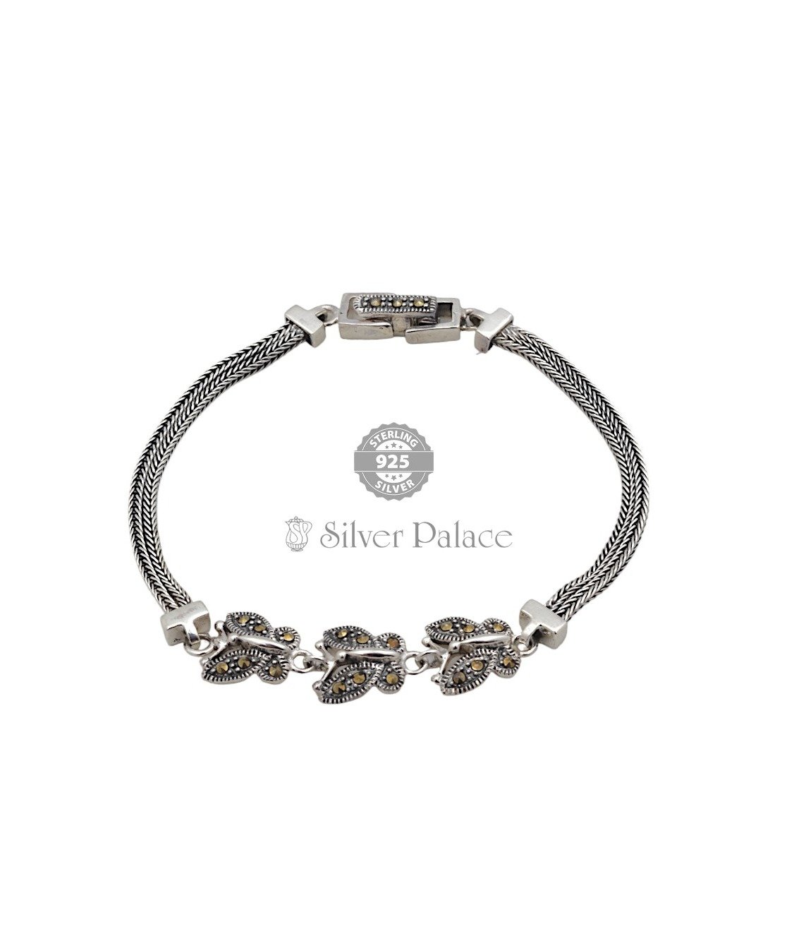 92.5 Sterling Silver Marcasite Butterfly bracelet For Girls Use