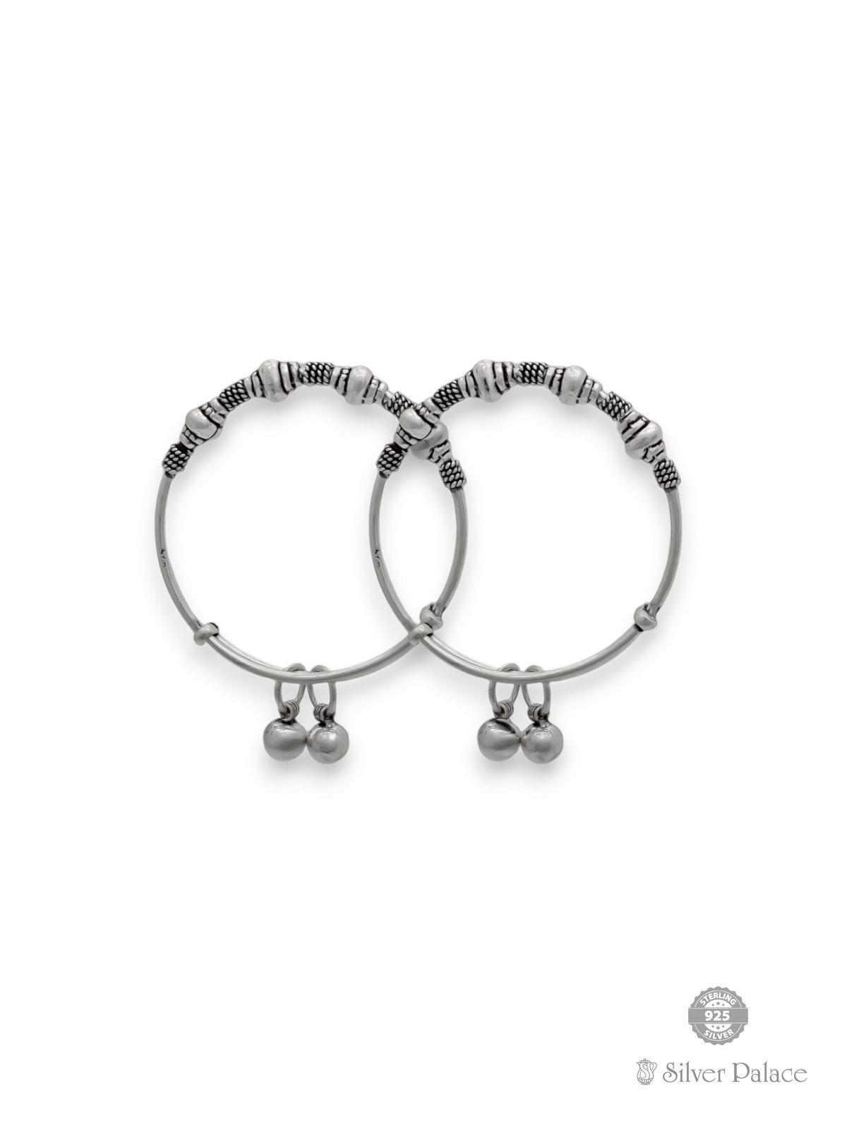 925 OXIDISED SILVER BALL DESIGN BANGLES FOR KIDS 